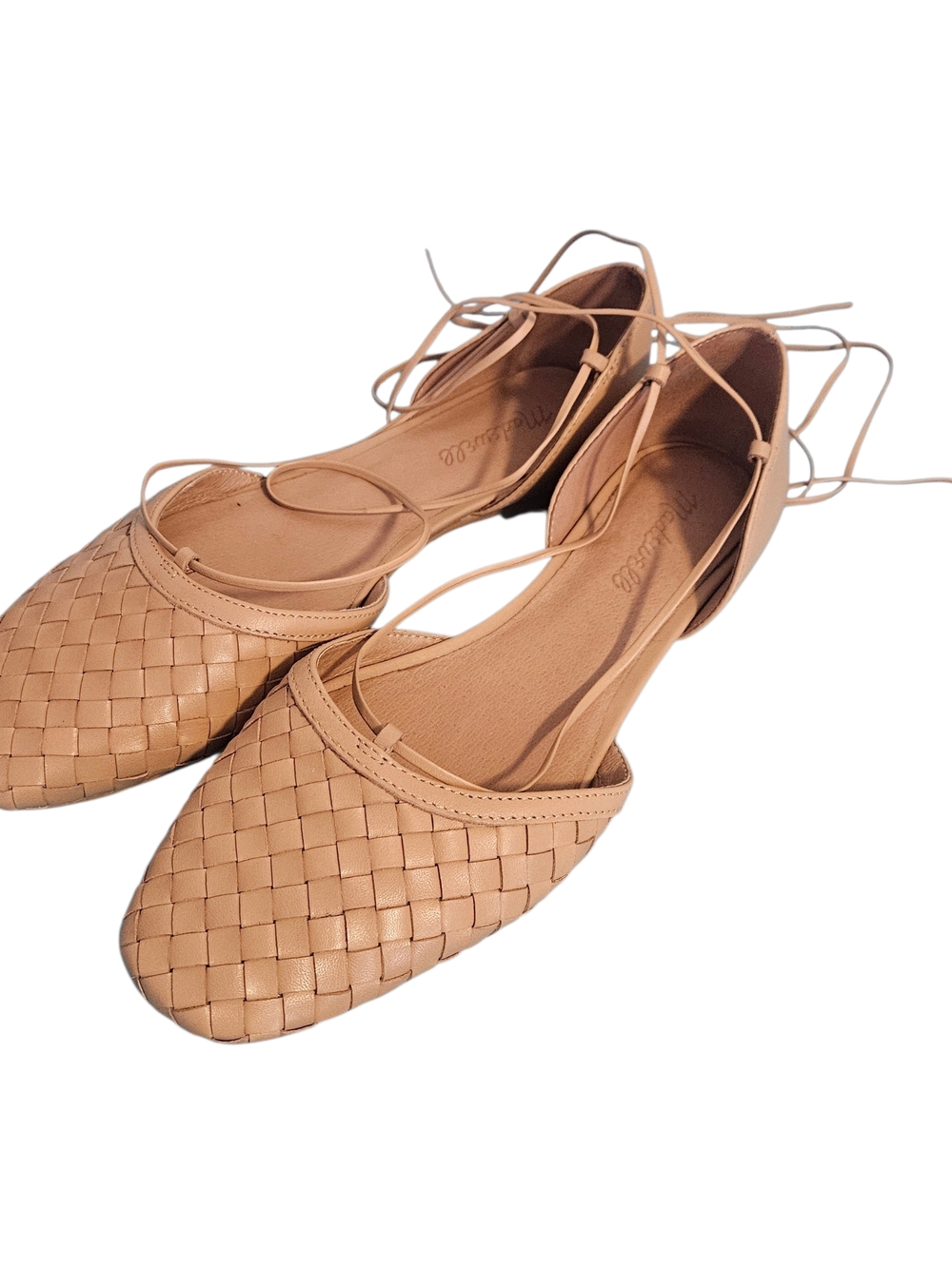 Madewell The Celuna Lace Up Women's Tan Woven Flats Size 9